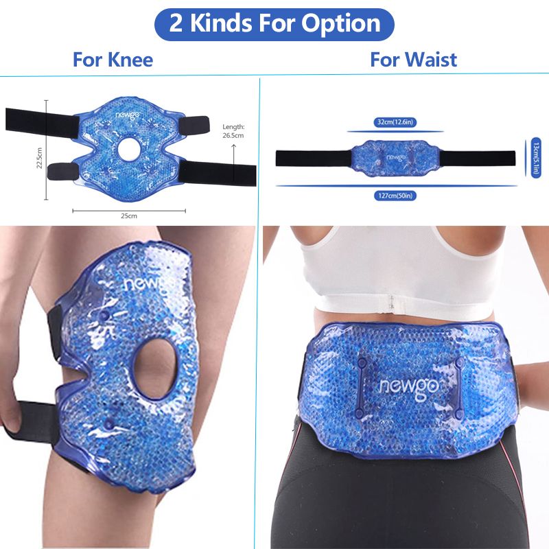 Ice Pack For Injuries Pain Relief Reusable  Cold Hot Pack Sport Support Back Waist Knee Cold Compression Therapy Wrap Ice Bag(#support To Knee)