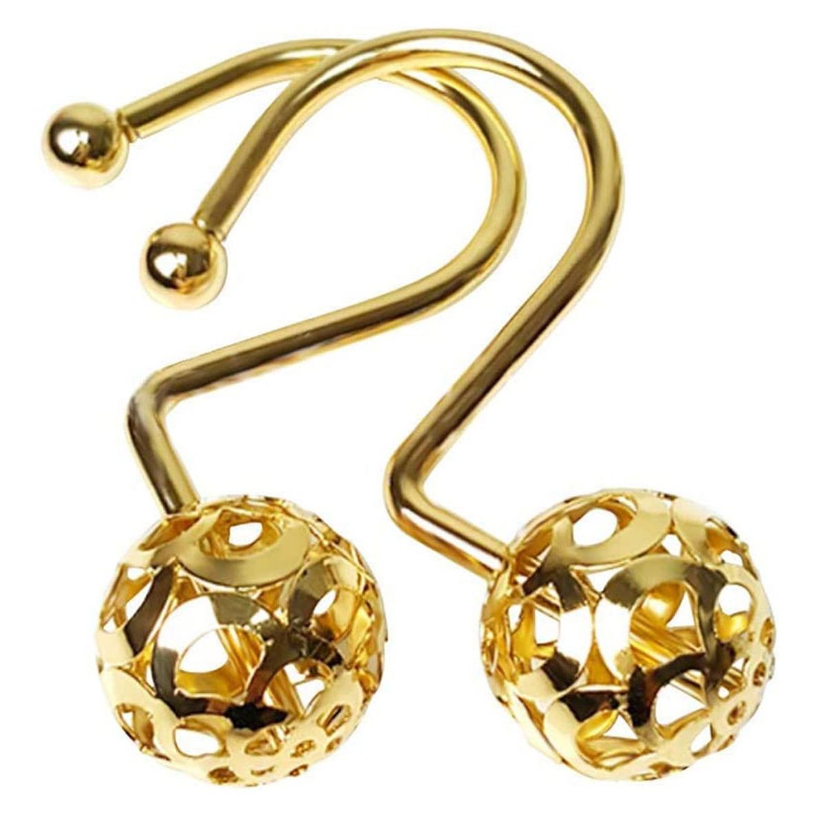 12Pcs Shower Hanger Rings Washroom Bathroom Curtain Rod Hooks Golden