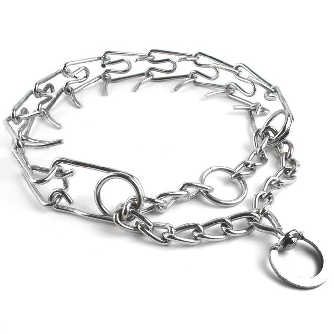 Professional Metal Pinch Dog Training Chain Collar Prong Pet Choke Collars(#White)