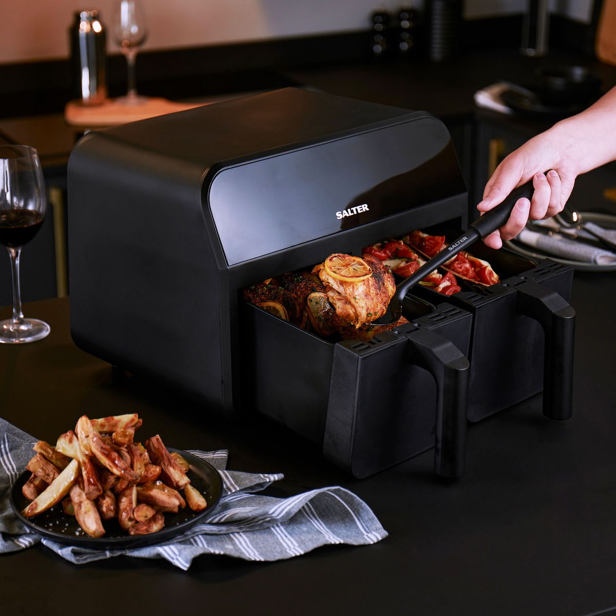 Nonstick Dual Air Fryer With Cooking Sync Function - 7.4L