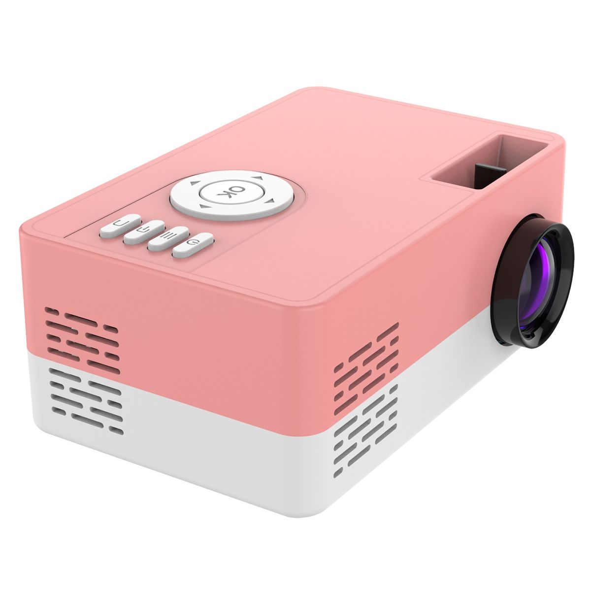 J15 1920 X 1080P HD Household Mini LED Projector With Tripod Mount Support AV / HDMI X 1 / USB X1 / TF X 1, Plug Type:UK Plug(Pink White)