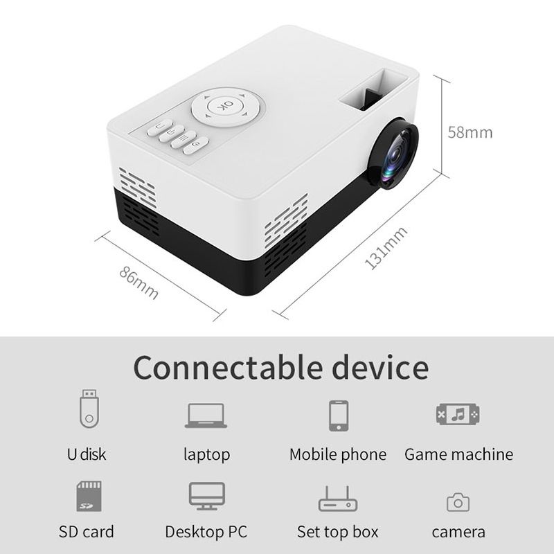 J15 1920 X 1080P HD Household Mini LED Projector With Tripod Mount Support AV / HDMI X 1 / USB X1 / TF X 1, Plug Type:UK Plug(Pink White)