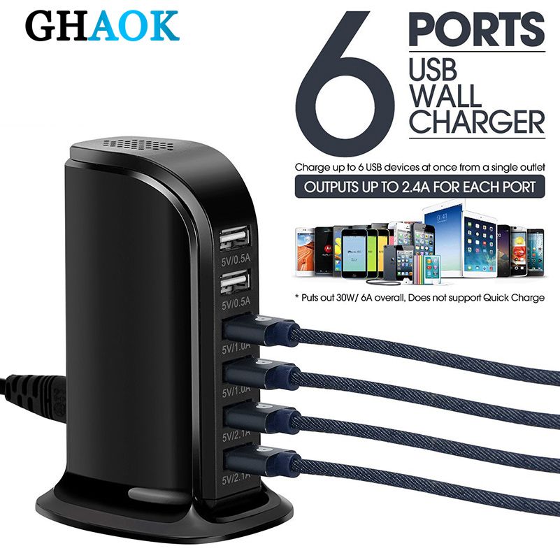 Quick Charge 6-Port Usb Charging Station Multiple Power Usb