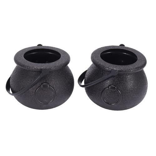 10Pcs Black Cauldron Candy Holder Pot With Handle Halloween