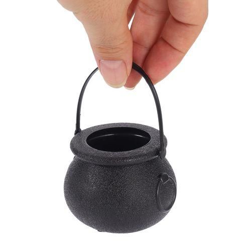 10Pcs Black Cauldron Candy Holder Pot With Handle Halloween