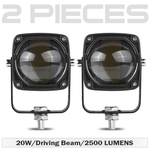 2Inch LED Driving Light Black/Red Square 20W LED Work Light LED Pods 6000K White/3500K Yellow For O
