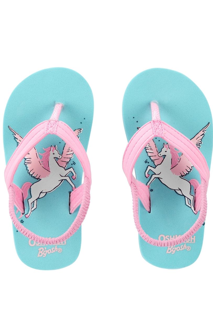 Girls Toddler Unicorn Flip Flops-  Turquoise Pink