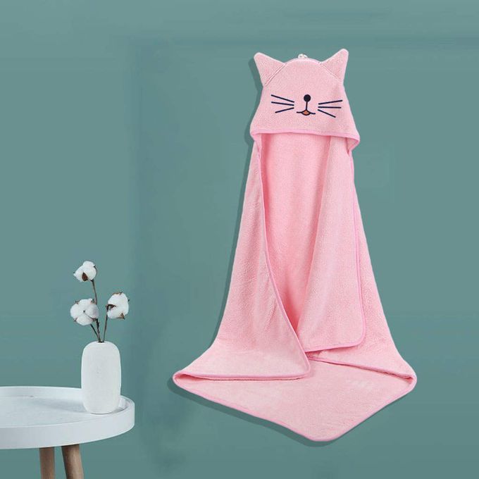 Baby Hooded Towel Bath Washcloths Soft Coral Fleece Beach Pink
