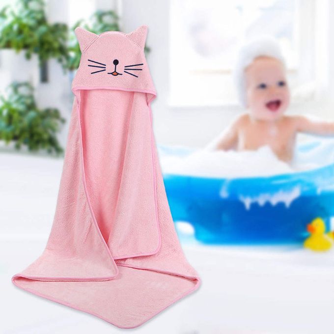 Baby Hooded Towel Bath Washcloths Soft Coral Fleece Beach Pink