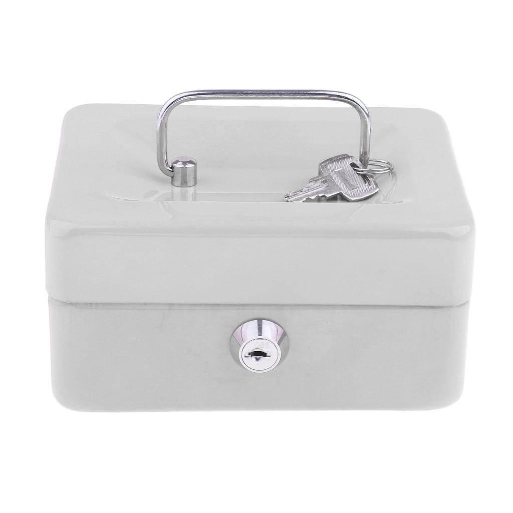Petty Cash Money Box With Lock Metal Coin Bank Piggy Bank Adult White