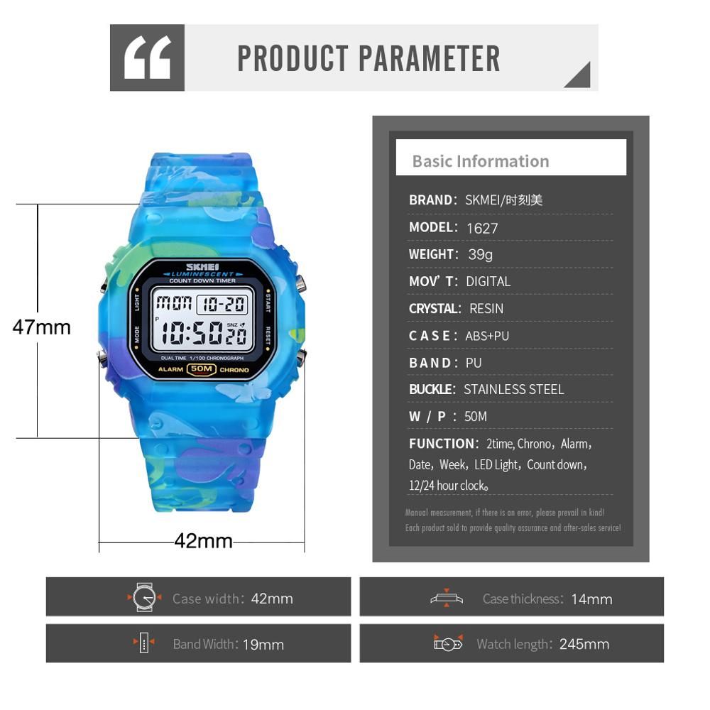 Women Colorful PU Transparent Shockproof Teenager Wristwatches Digital Waterproof