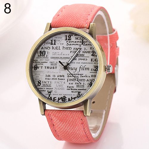 Men Women Fashion Graffiti Retro Cowboy Fabric Analog-Pink