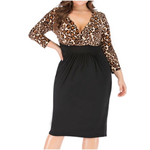 Leopard Print Patch Work Dress