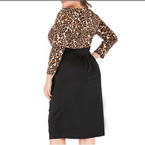 Leopard Print Patch Work Dress