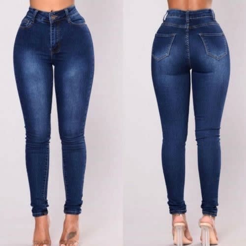 High-waist Skinny Jeans Trouser - Dark Blue