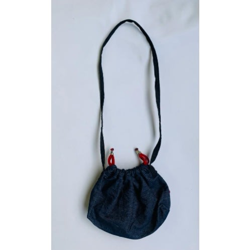 Shoulder - Crossbody Jean Bag - Red Rose - Blue