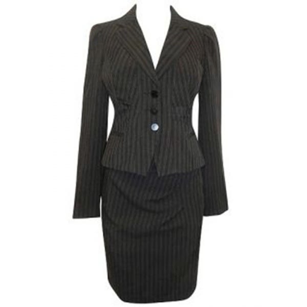 Grey Notch Lapel Striped