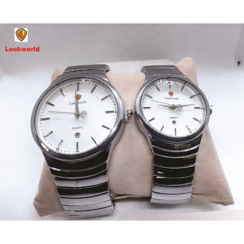 2 in 1 Multifunction Analogue Unisex Silver-tone Stainless Steel-date Watch