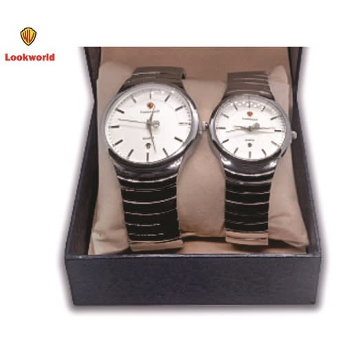 2 in 1 Multifunction Analogue Unisex Silver-tone Stainless Steel-date Watch
