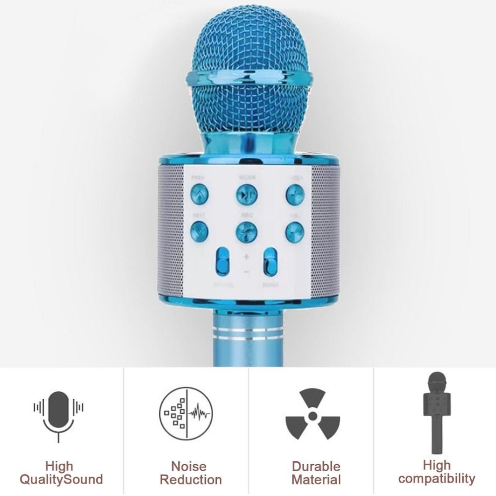 Kids 3 In1 Handheld Wireless Bluetooth Single Microphone Karaoke USB Speaker Singing Player KTV Mic Record Music Children Toy