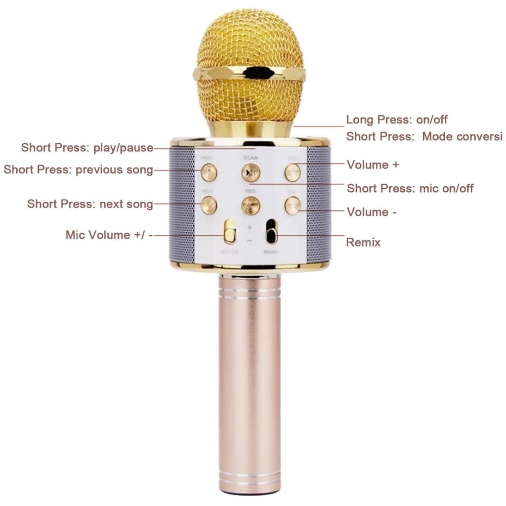 Kids 3 In1 Handheld Wireless Bluetooth Single Microphone Karaoke USB Speaker Singing Player KTV Mic Record Music Children Toy