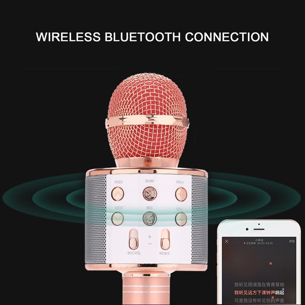 Kids 3 In1 Handheld Wireless Bluetooth Single Microphone Karaoke USB Speaker Singing Player KTV Mic Record Music Children Toy