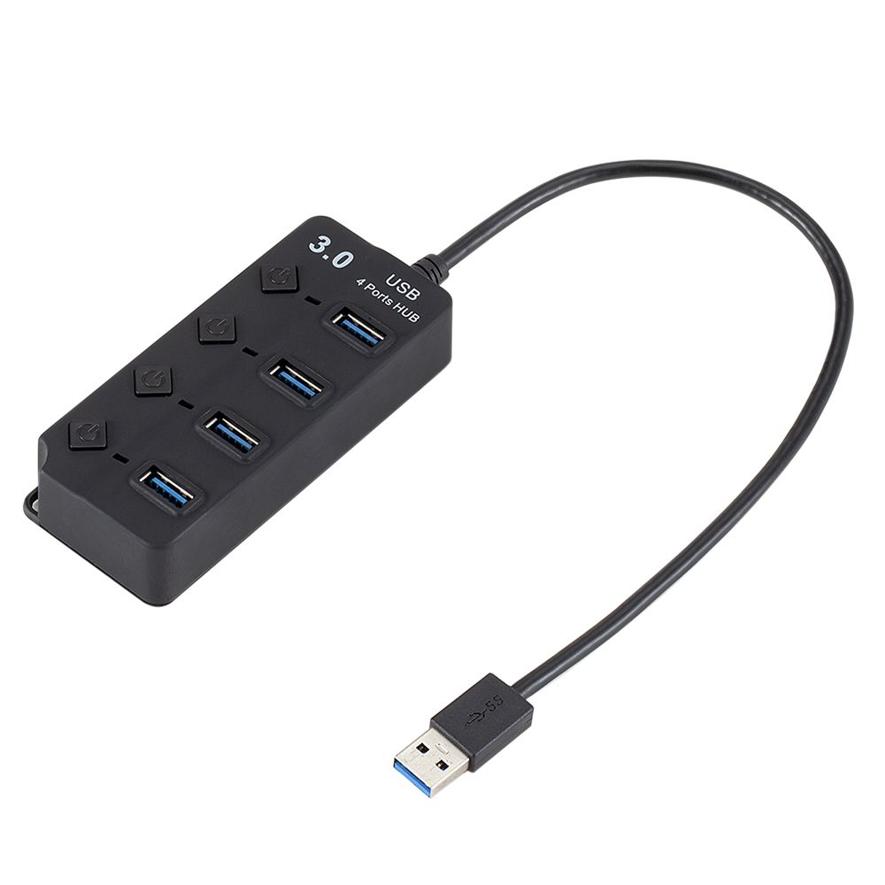 USB 3.0 HUB Splitter 4 Ports With On/Off Switches High Speed