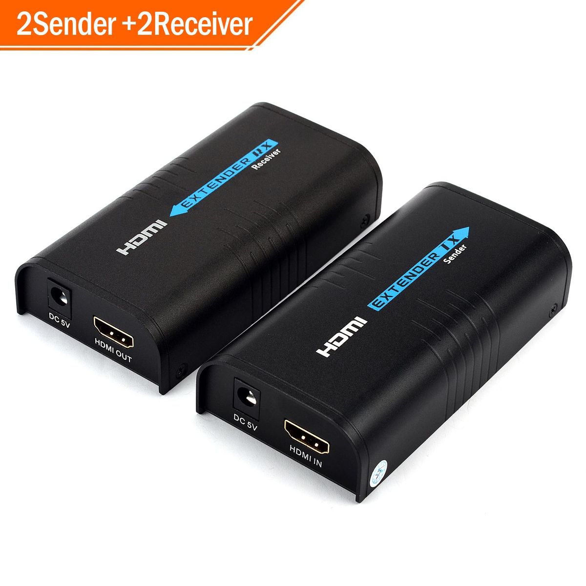 MiraBox（2 Sender +2 Receivers） HDMI Extender Over IP/TCP Cat5/5e/6/6e Rj45 UTP/STP Ethernet Lan Switch Network Support 400ft(120m) 1080P Full HD Extension, Black HDLILAI