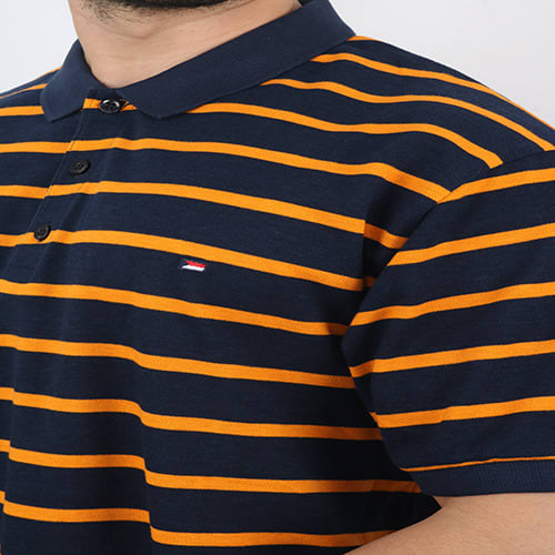 Yellow Stripes Men Short Sleeve Polo
