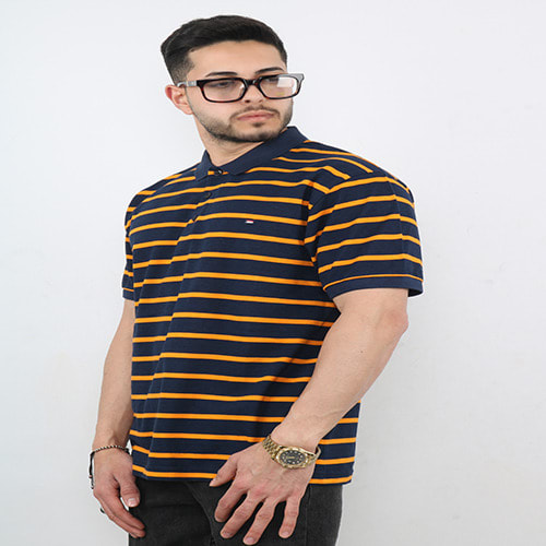 Yellow Stripes Men Short Sleeve Polo