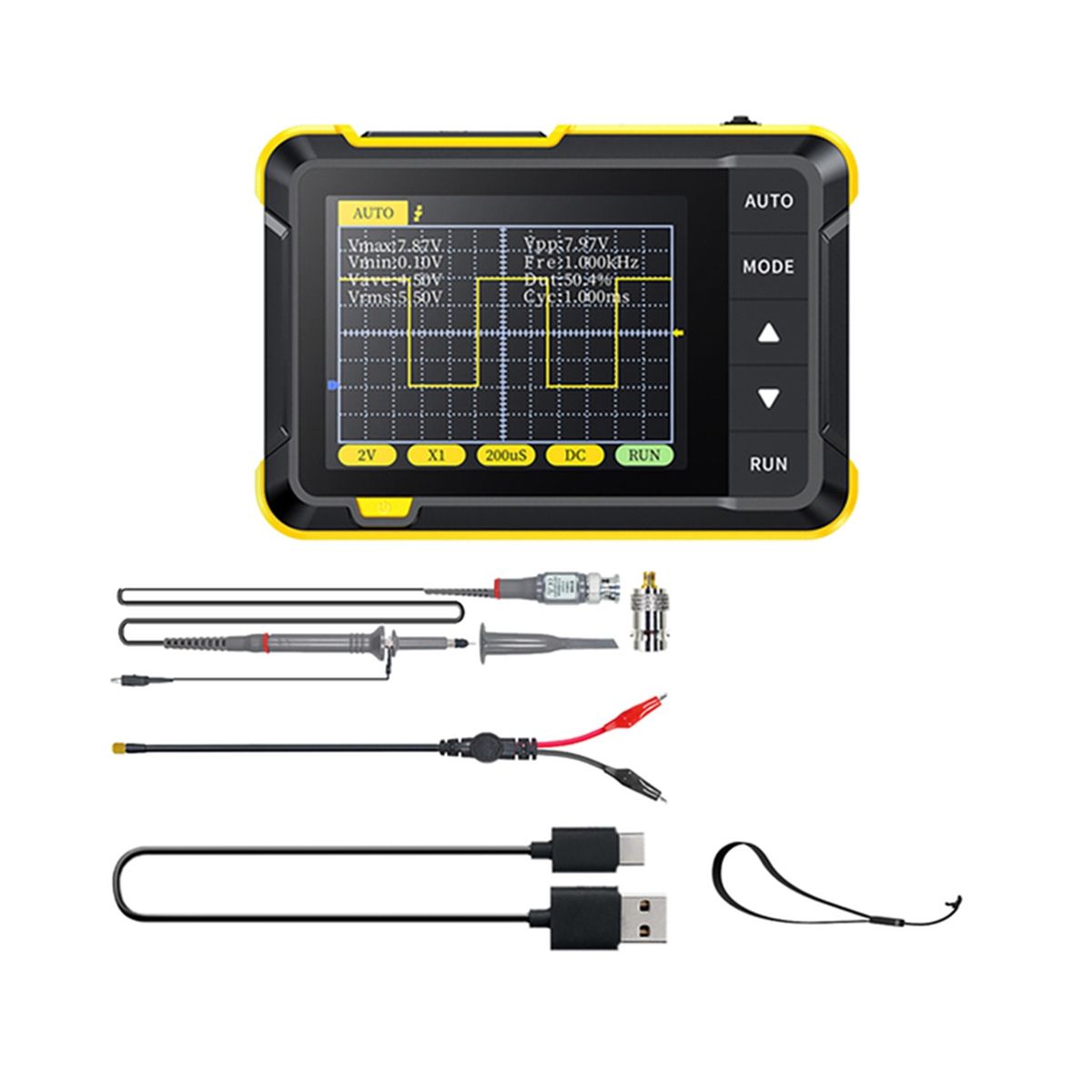 FNIRSI DSO152 Handheld Digital Oscilloscope 2.5MSa/S 200KHz Analog Bandwidth 2.8 Inch AUTO PWM Square Waves -High Version