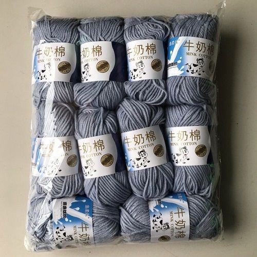 10 Pieces 50g Hand Knitting Wool Crochet Milk Cotton Yarn- Gray