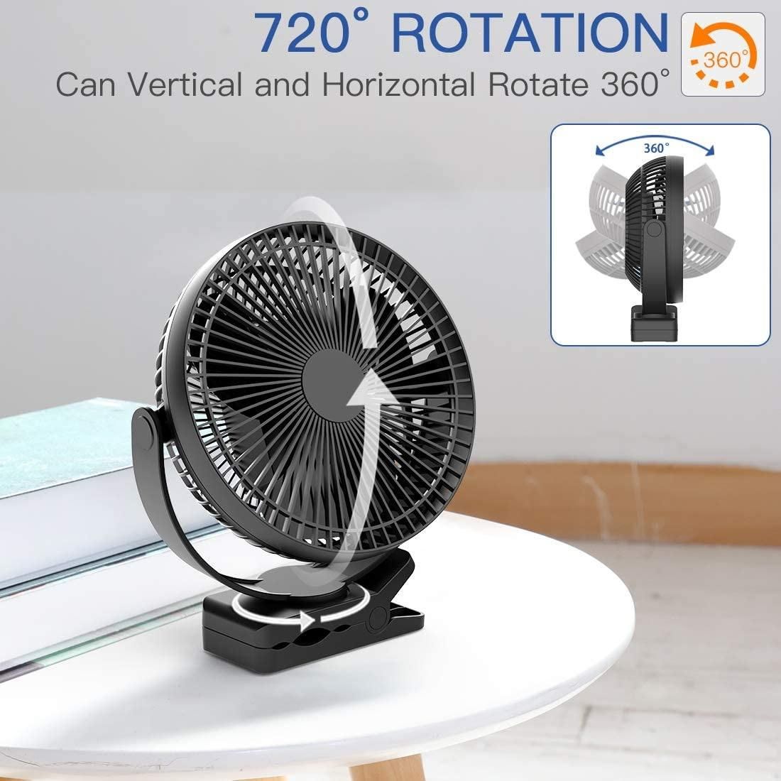 Portable Fan 10000MAh Rechargeable USB Desk Fan Black