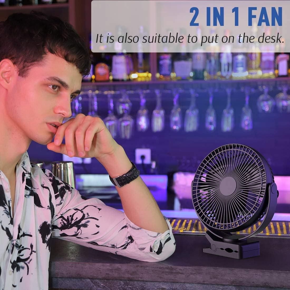 Portable Fan 10000MAh Rechargeable USB Desk Fan Black