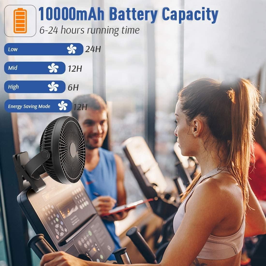 Portable Fan 10000MAh Rechargeable USB Desk Fan Black