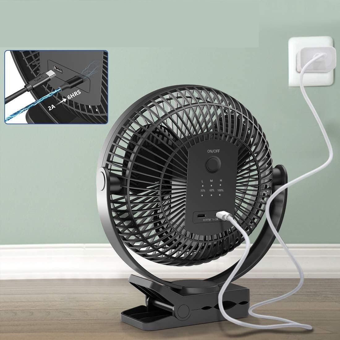 Portable Fan 10000MAh Rechargeable USB Desk Fan Black