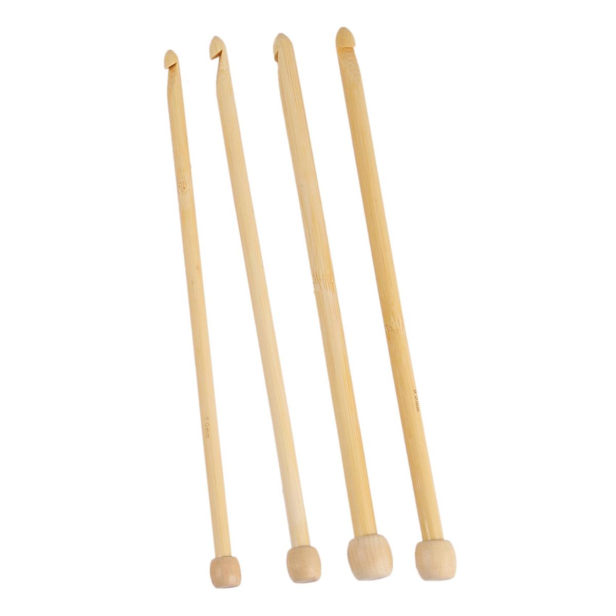 Natural Color Natural Bamboo Single Pointed Afghan Tunisian Crochet Hooks Needles 25.5Cm-25Cm Long,1 Set 12 Pcs/Set