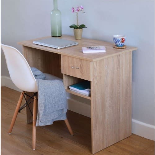 Sadia Oak Desk & White Chair- Sadia B-1