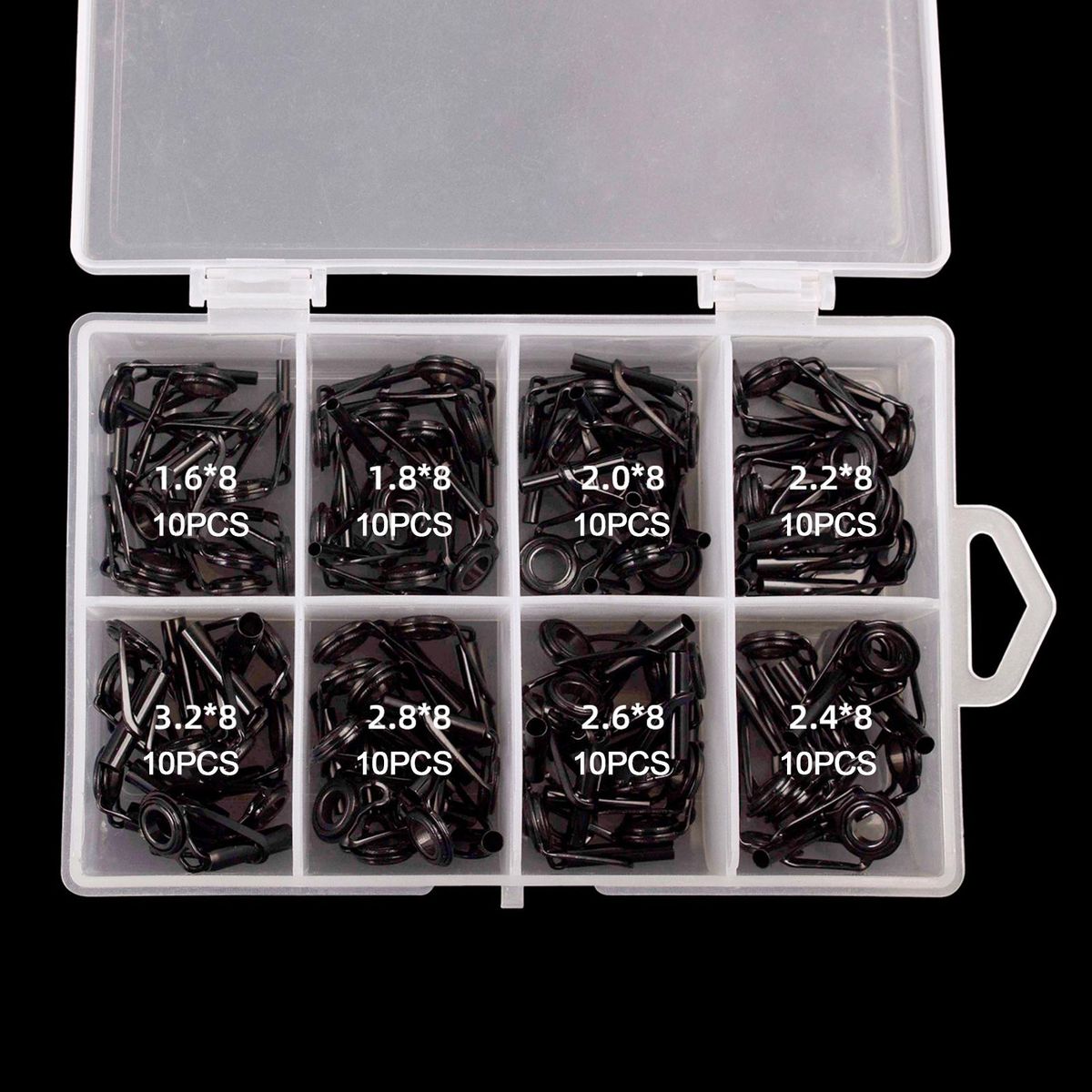 80pcs Fishing Rod Tips Stainless Steel Ceramic Ring Guide Replacement Fishing Rod Repair Kit