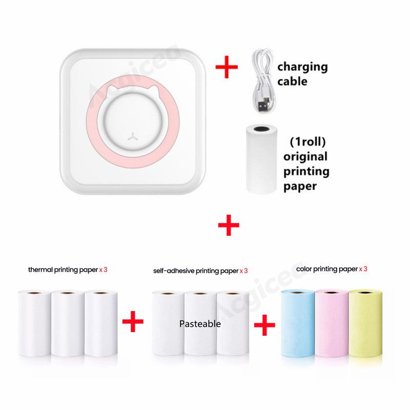 Mini Sticker Printer Thermal Printers Portable Bluetooth Inkless Photo Printing