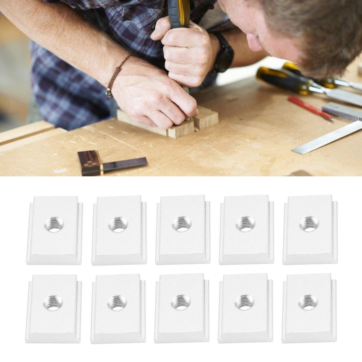 M8 T-Track Slider Sliding Nut Aluminum Alloy T Slot Nut For Woodworking Tool Jigs Screw Slot Fastener 10Pcs