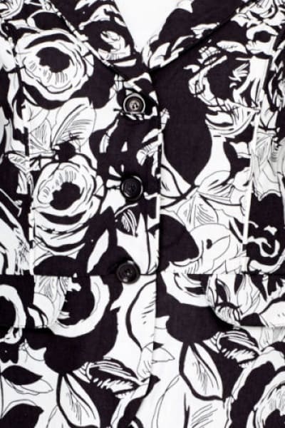 Mono Floral Button Up Blazer Black and White Linen Ladies Jacket