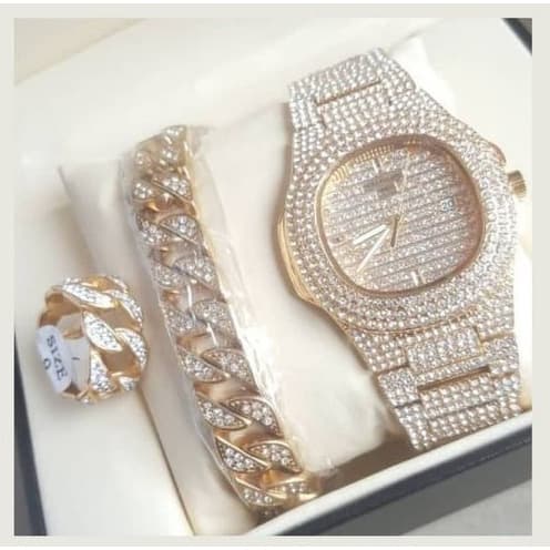 2019 Men's Wristwatch With Bracelet & Ring - Gold