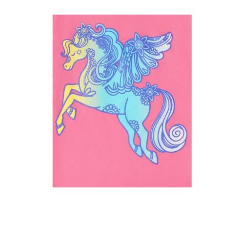 Girls Unicorn Flying Horse Glitters Graphic Top- Pink.