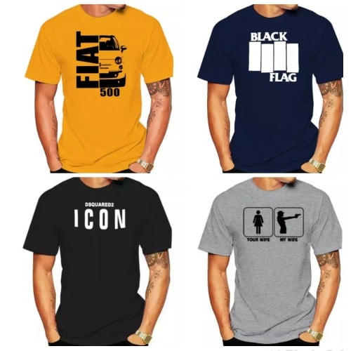 4 In 1 Print T-shirts - Black Blue Yellow Ash