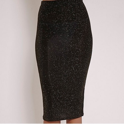 Sparkle Midi Skirt - Black