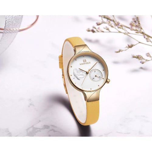 Women Leather Watch - Gold