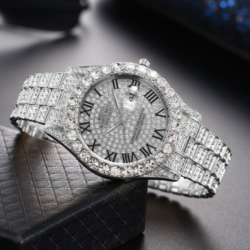 Rhinestone Stainless Steel Watch- Silver