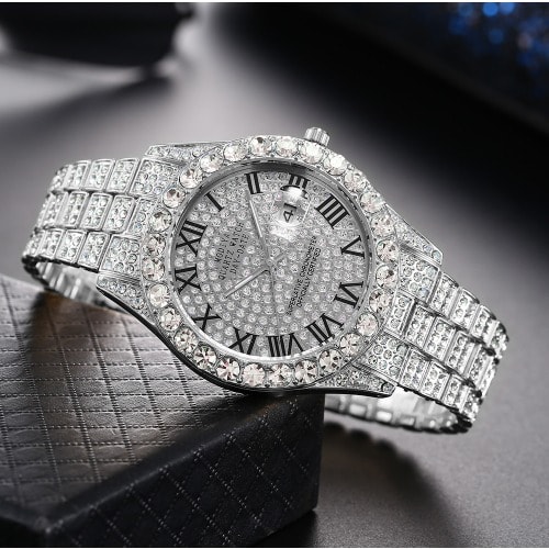 Rhinestone Stainless Steel Watch- Silver