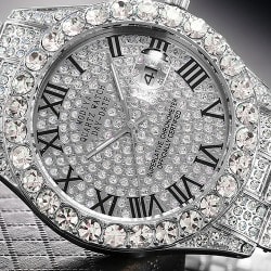 Rhinestone Stainless Steel Watch- Silver